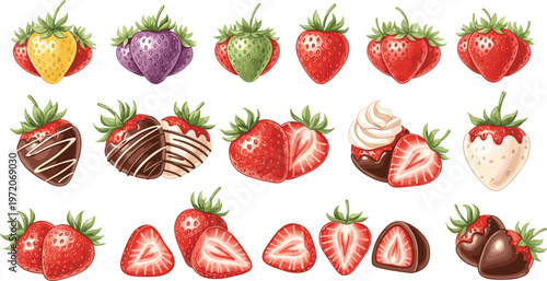 Fresh and Delicious Strawberry Collection with Dipped, Chocolate, and Sliced Variations