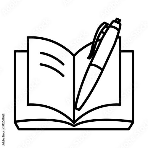 Open book and pen icon