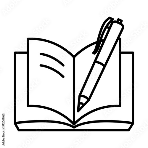 Open book and pen icon