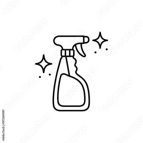Spring cleaning spray bottle icon black and white vector spring cleaning outline illustration