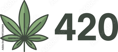 Cannabis leaf with 420 number.