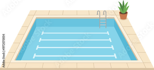 Swimming pool with ladder.