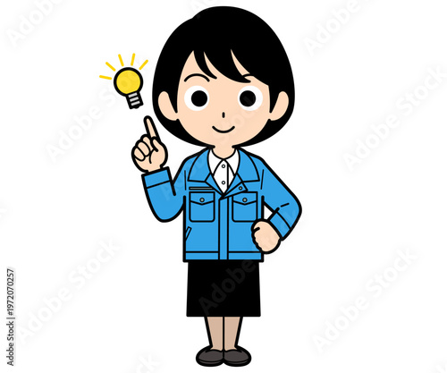 アイデアを閃くショートヘアーの事務員の女性