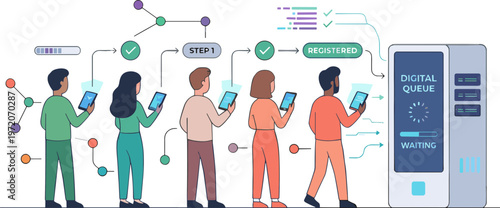 People interact with mobile devices in a digital query environment