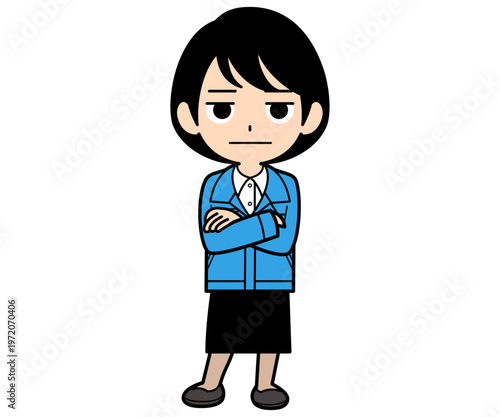 呆れているショートヘアーの事務員の女性