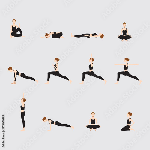 Woman Performing Yoga Poses Sequence