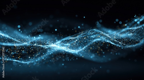 Abstract blue energy flow illustration on a dark background for design and concepts
