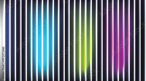 Abstract Background Featuring Vertical Neon Glowing Stripes in Blue Lime and Magenta