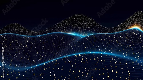 Digital technology blue and silver 3d curve abstract background