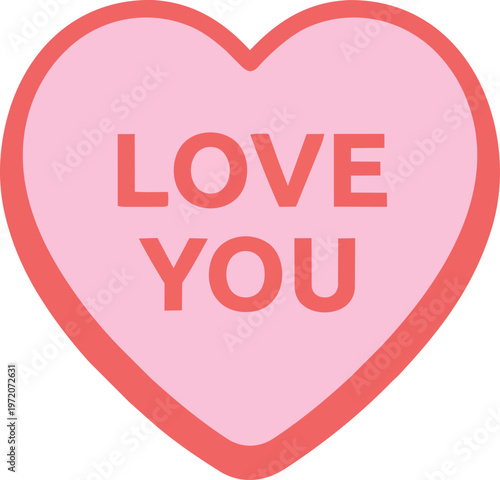 Pink Heart Love You Message.