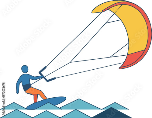 Man parasailing on ocean waves.
