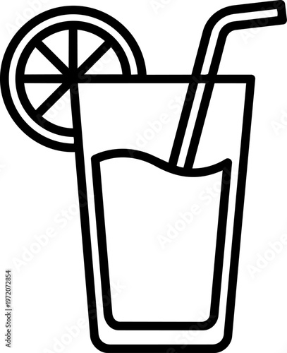 Glass of Lemonade with Straw.