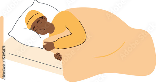 A person sleeps peacefully on a comfortable bed with pillow