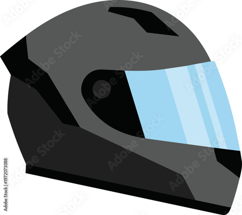 Black Motorcycle Safety Helmet.