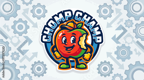 Chomp Champ Cartoon Apple Character.