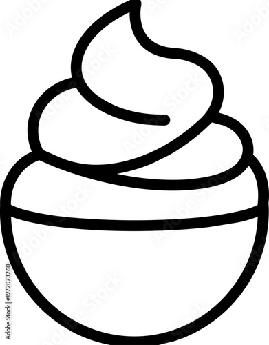 Black line drawing whipped cream.