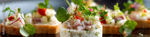 Contemporary gourmet starter with precision details