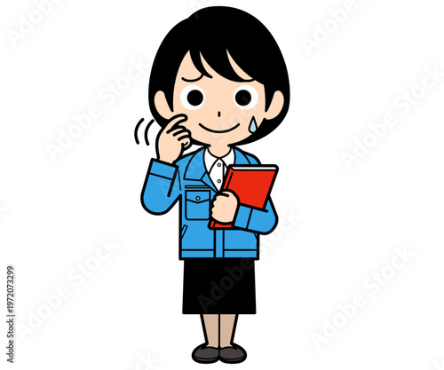 ファイルを持って動揺するショートヘアーの事務員の女性