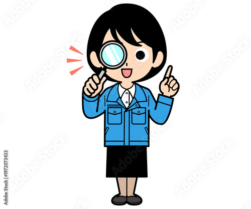 発見するショートヘアーの事務員の女性