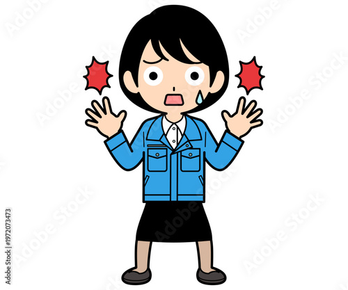 驚いているショートヘアーの事務員の女性