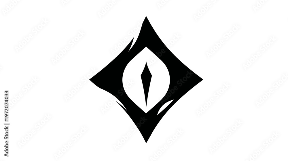 Fototapeta premium Black diamond-shaped design with an eye-like shape inside. Clean, abstract