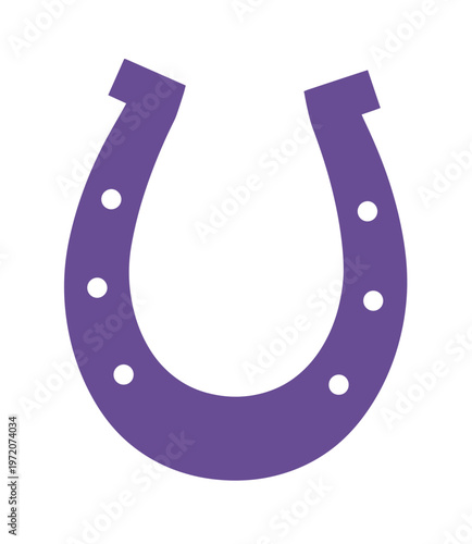 幸運のシンボル、紫色の蹄鉄のベクターイラスト。お守り、ラッキーチャーム、成功を願うデザイン要素として、ビジネスや個人のプロジェクトに最適なグラフィック素材。