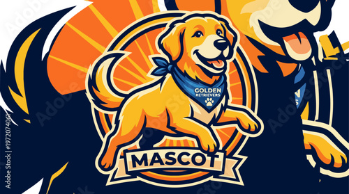 Golden Retriever Dog Mascot Logo.