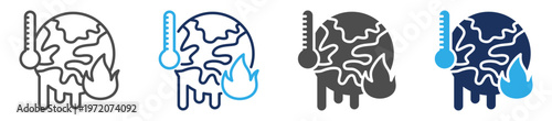 global warming icon set multi concept