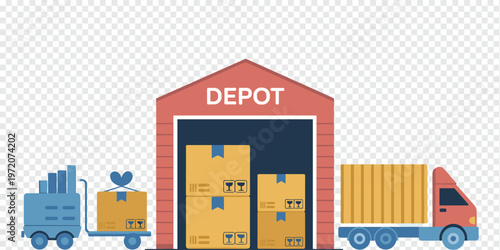 Logistics Depot Truck Delivery Supply Chain Concept