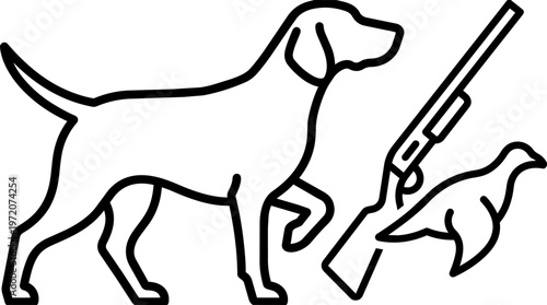 Dogs and a hunting gun.