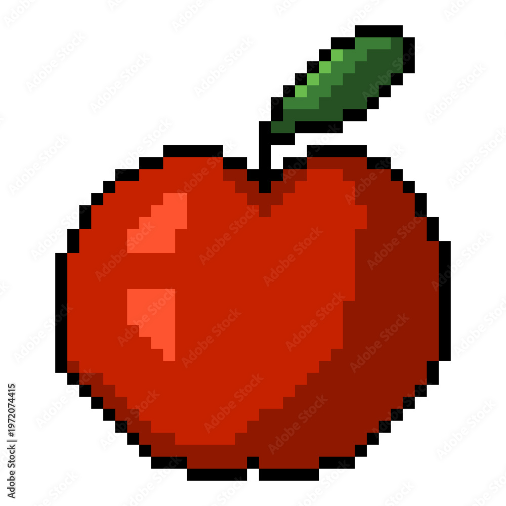 Fototapeta premium Pixel Art Icon of Red Apple