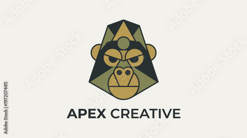 Geometric Monkey Face Logo Design.