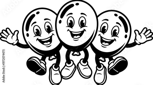 Three Smiling Golf Balls Friends.