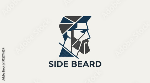 Geometric Side Beard Design Logo.