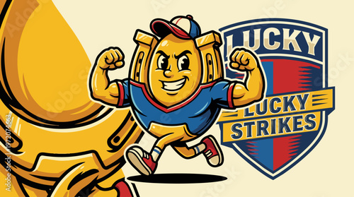 Lucky Strike Cartoon Character Running.