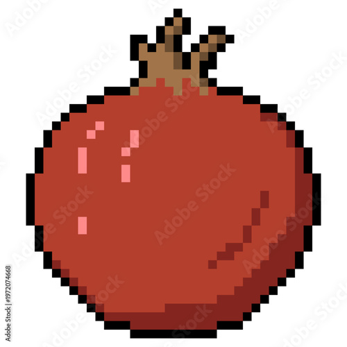 Pixel Art Icon - Pomegranate Fruit