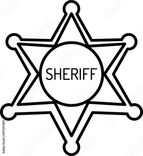 Black and white sheriff badge.