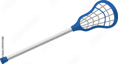 Lacrosse Stick with Blue Handle.