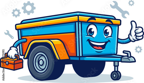 Cartoon trailer with smiling face.