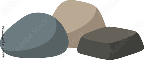 Three stones on white background.