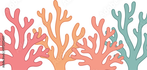 Coral Reef Colorful Branches Illustration.