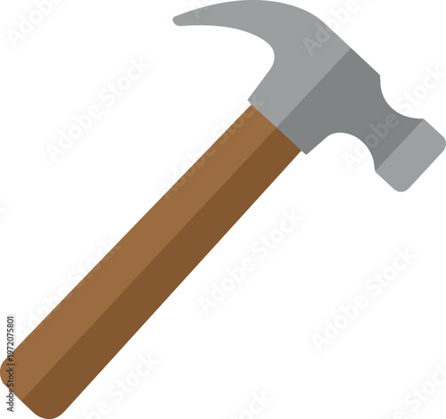 Hammer with wooden handle.