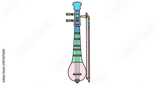 Detailed illustration of a sitar instrument.