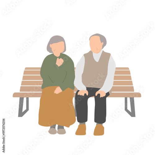 Worried senior couple sitting on bench