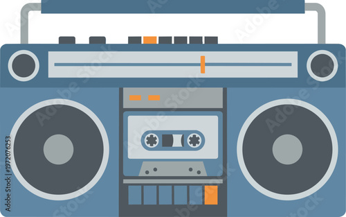 Retro Blue Boombox Stereo Player.