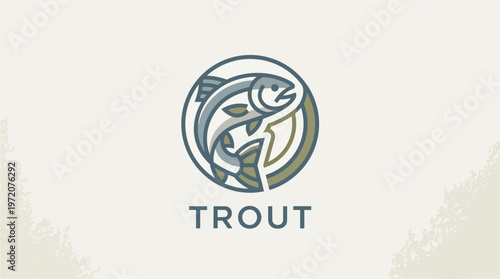 Trout Fish Logo Design.