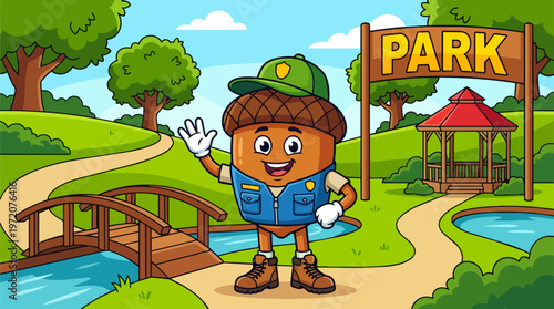 Cartoon Park Ranger Character.