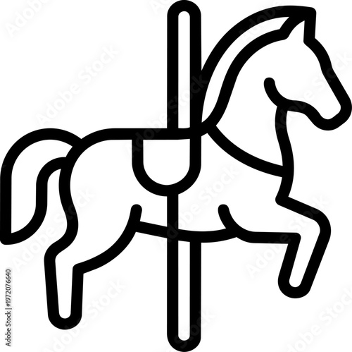 Black outline horse carousel ride.