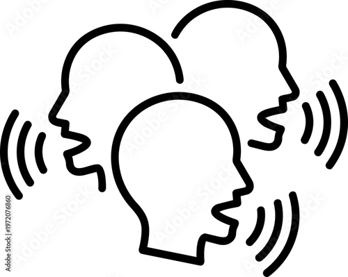 Three Talking Head Silhouettes Communicating.