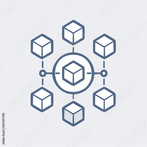 Blockchain icon vector, decentralized network nodes, cryptocurrency technology concept